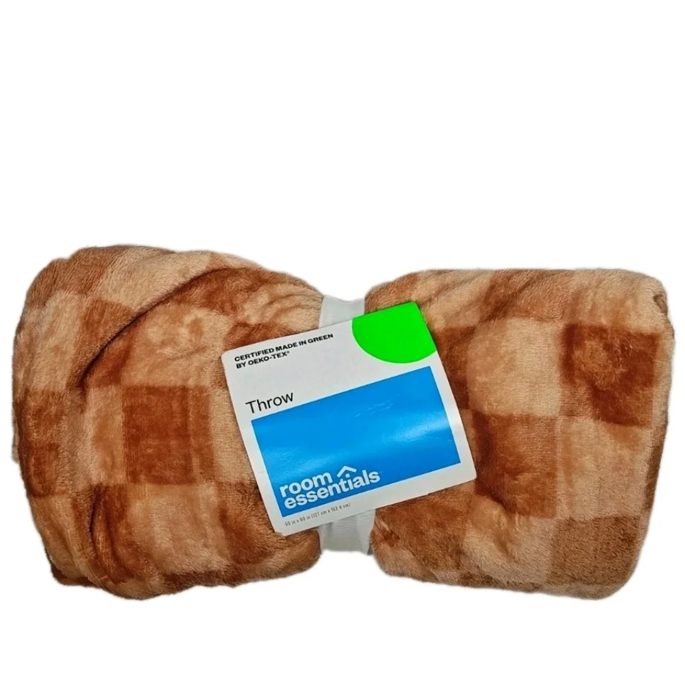 Cerla Sherpa Holiday Plaid Plush Brown Checkerboard 3 Throw Blankets 50/60